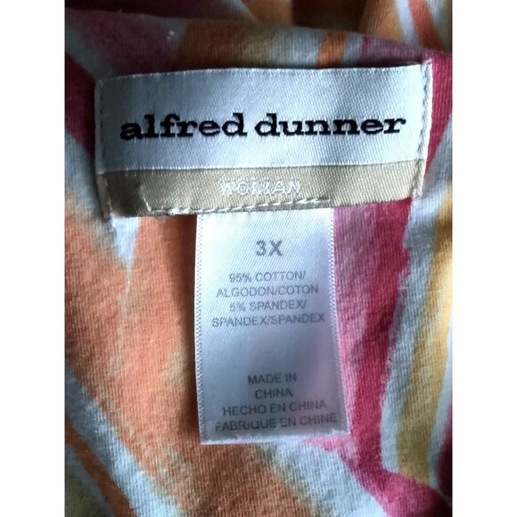 Alfred Dunner 3X Patch Striped Top Multicolor Gold Accent Neckline Short Sleeves - Picture 8 of 8